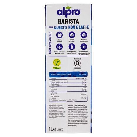 ALPRO Barista Questo Non è Latte, Bevanda Vegetale all'Avena Gusto Latte, Senza Lattosio, 1l